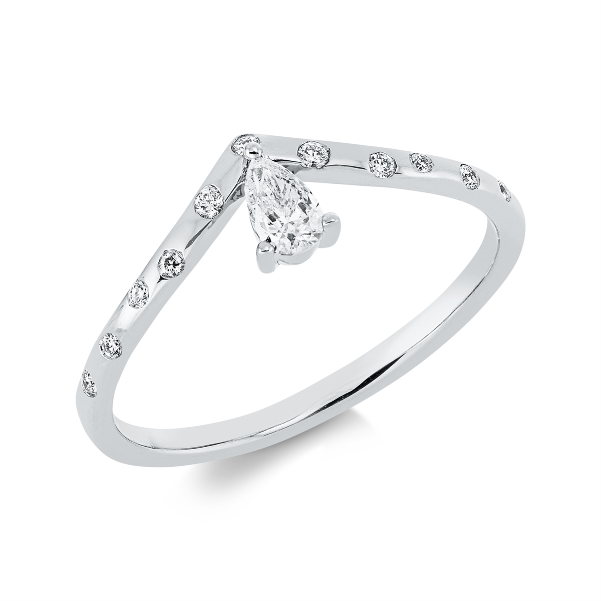 diamond full cut solitaire with accent stones ring in white gold