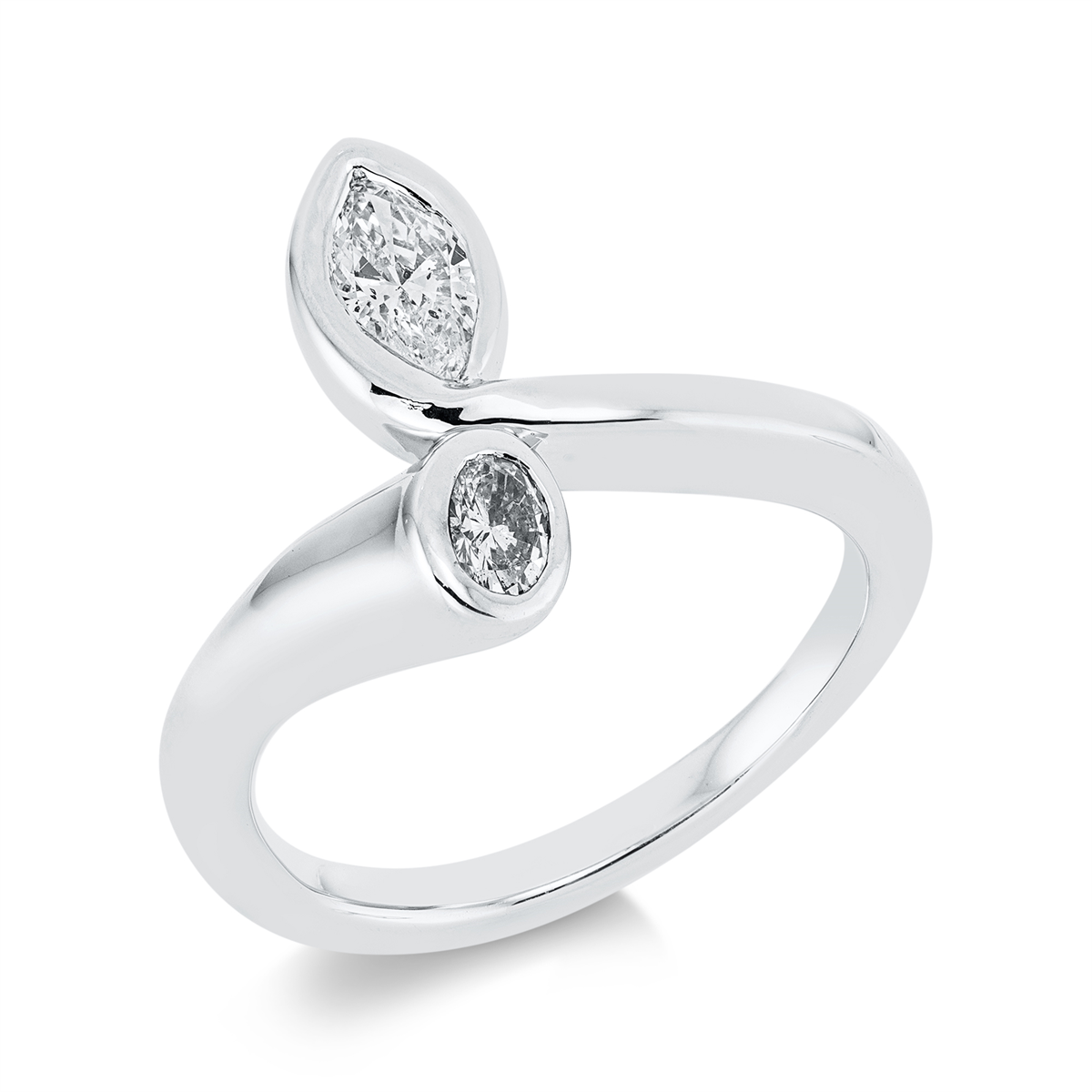oval solitaire with accent stones ring in white gold