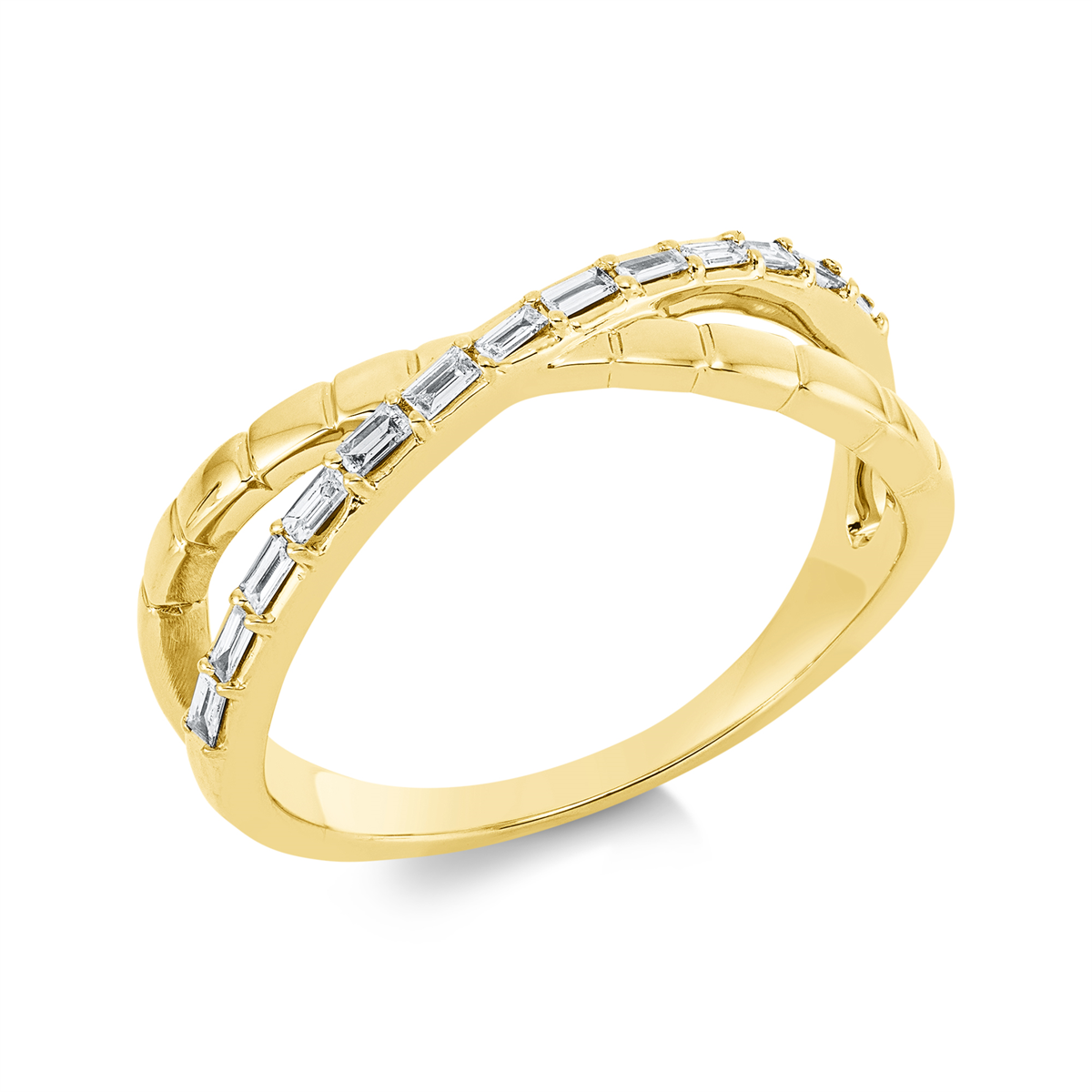 baguette baguette ring in yellow gold