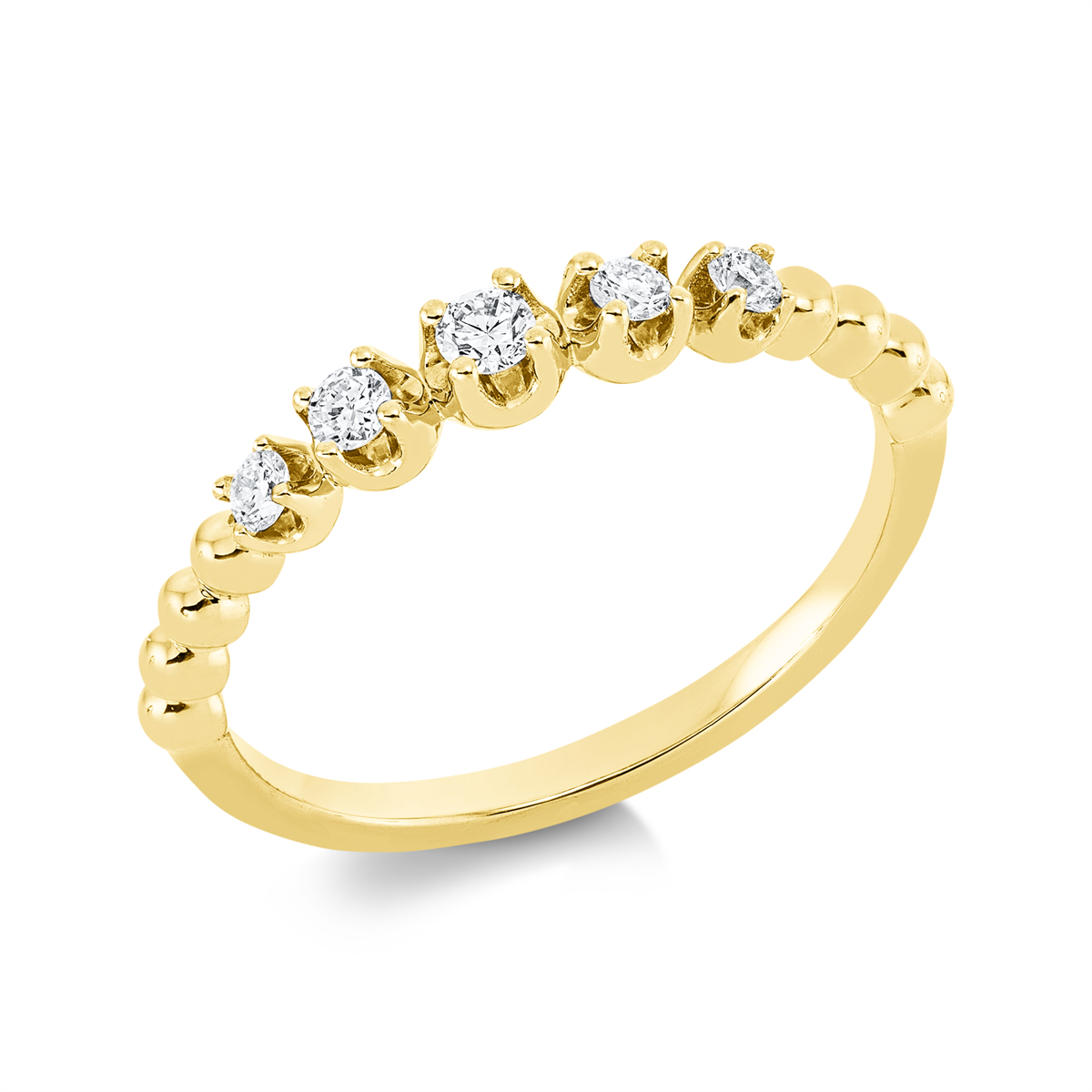 diamond full cut modern woman ring in yellow gold