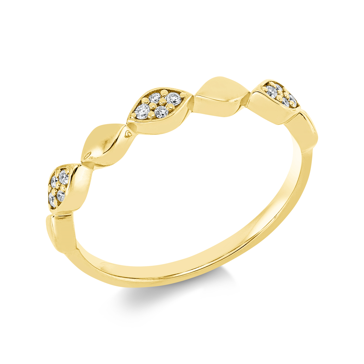 diamond full cut modern woman ring in yellow gold