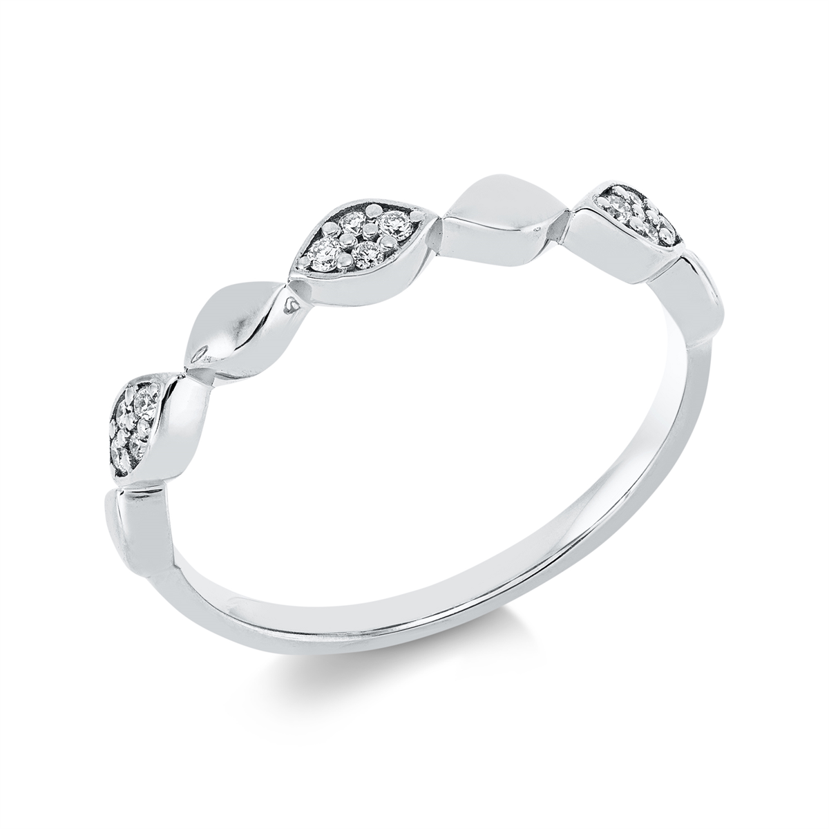 diamond full cut modern woman ring in white gold