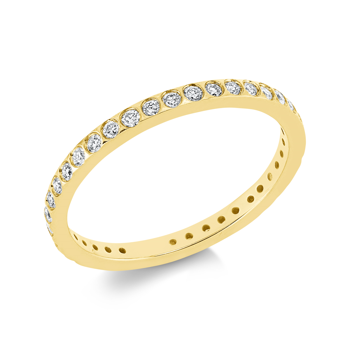 diamond full cut modern woman ring in yellow gold
