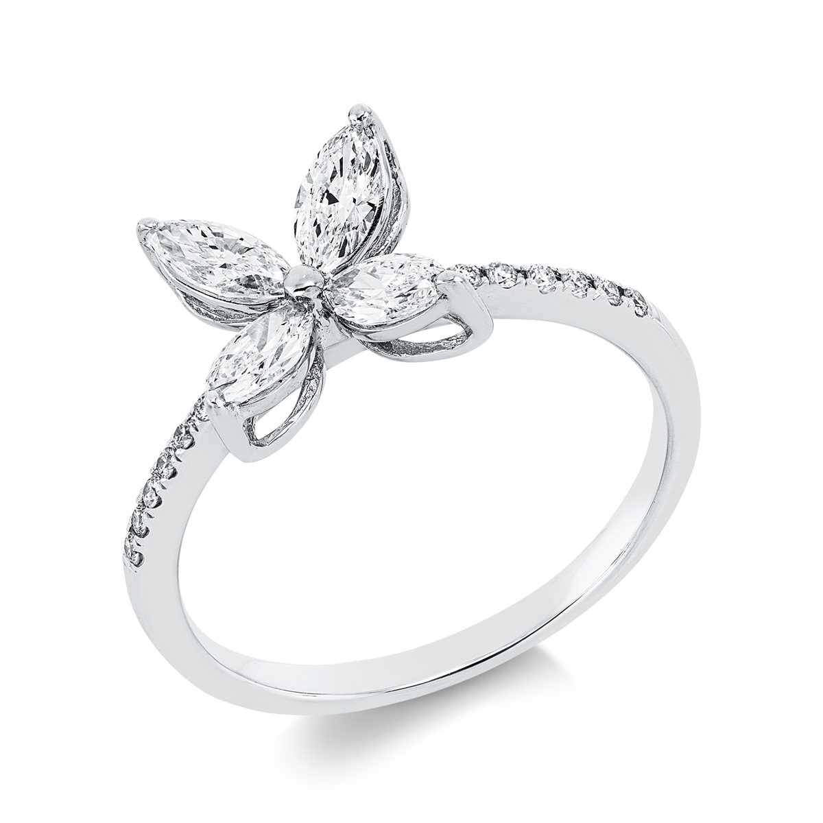 diamond full cut modern woman ring in white gold