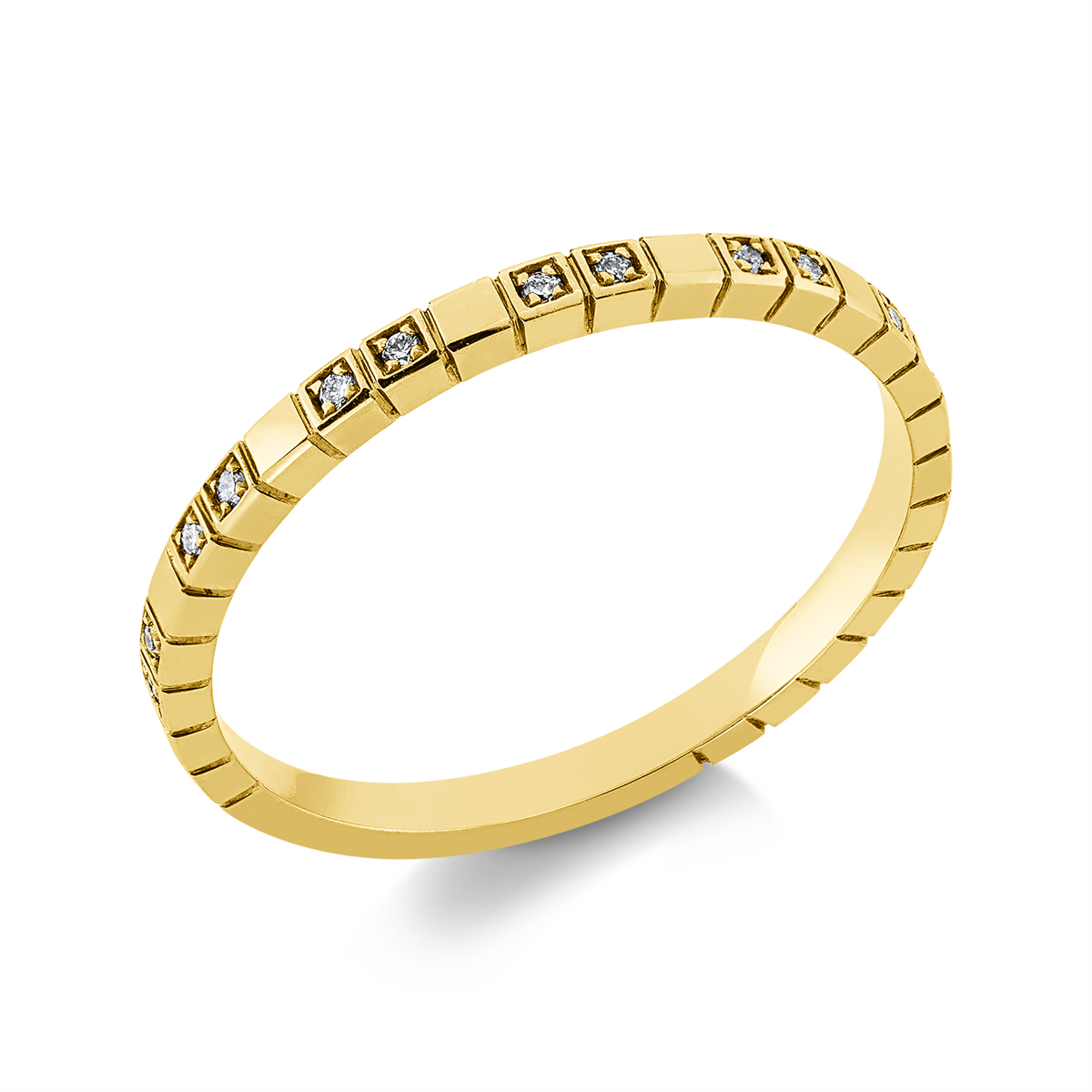 diamond full cut modern woman ring in yellow gold