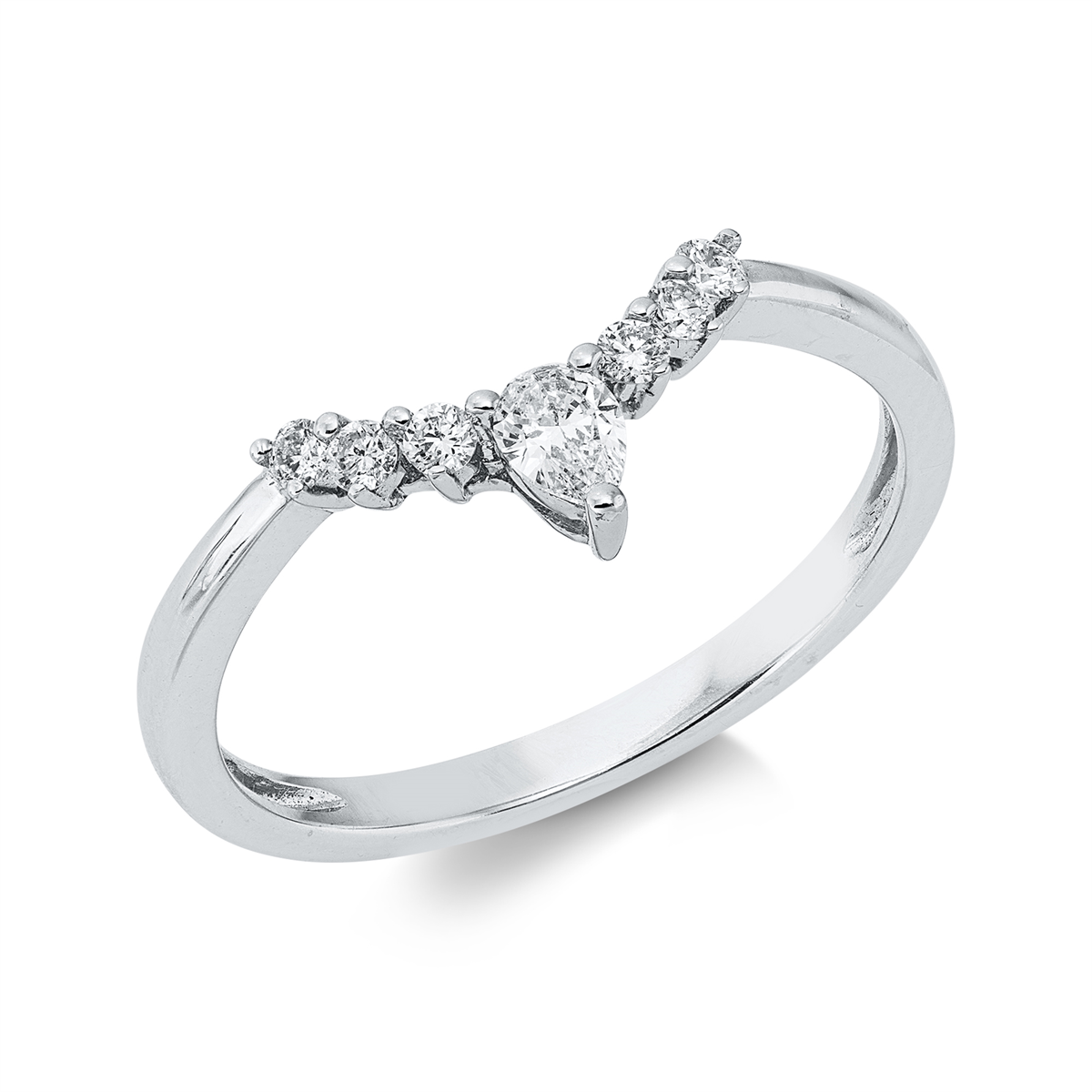 diamond full cut modern woman ring in white gold