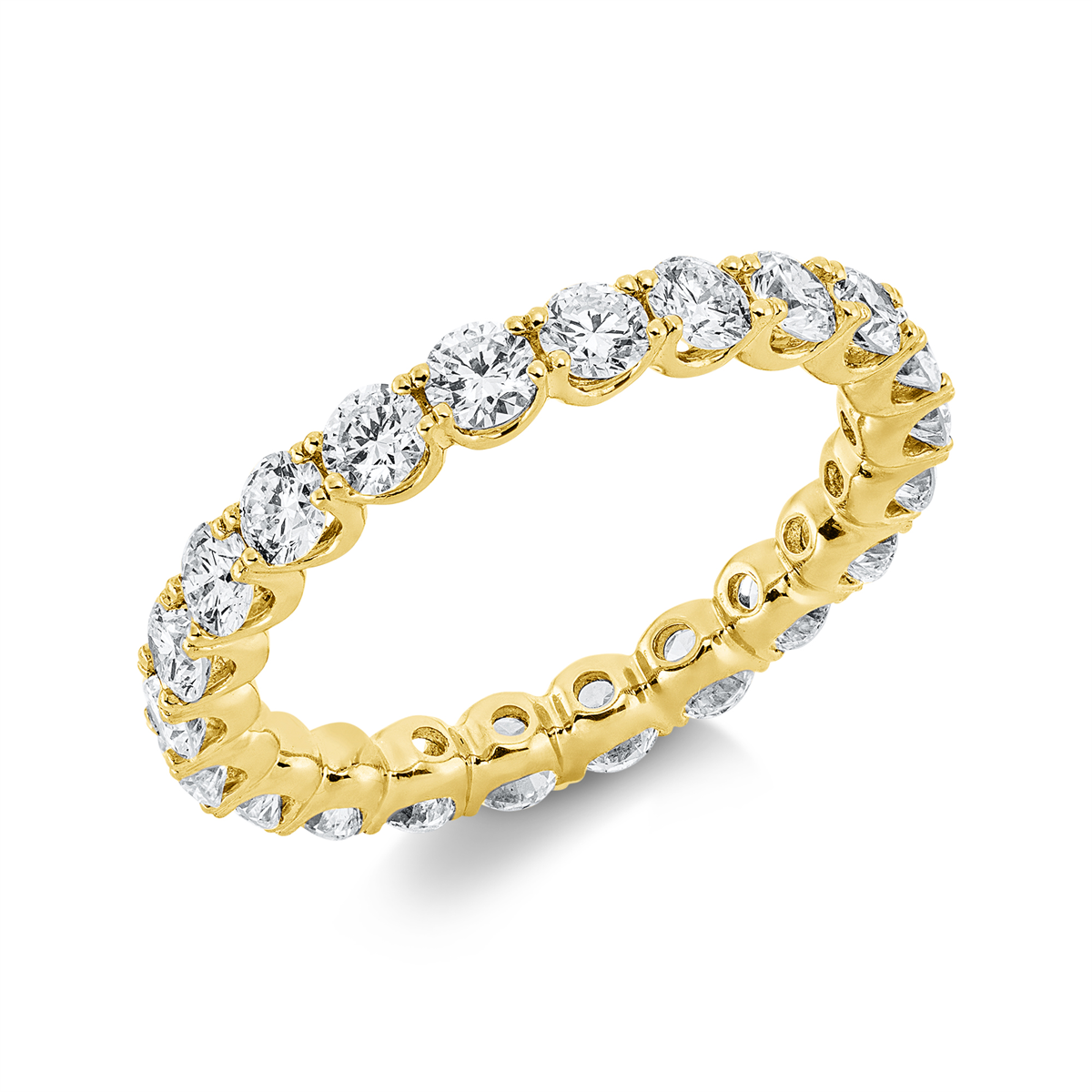 diamond full cut eternity full ring in yellow gold