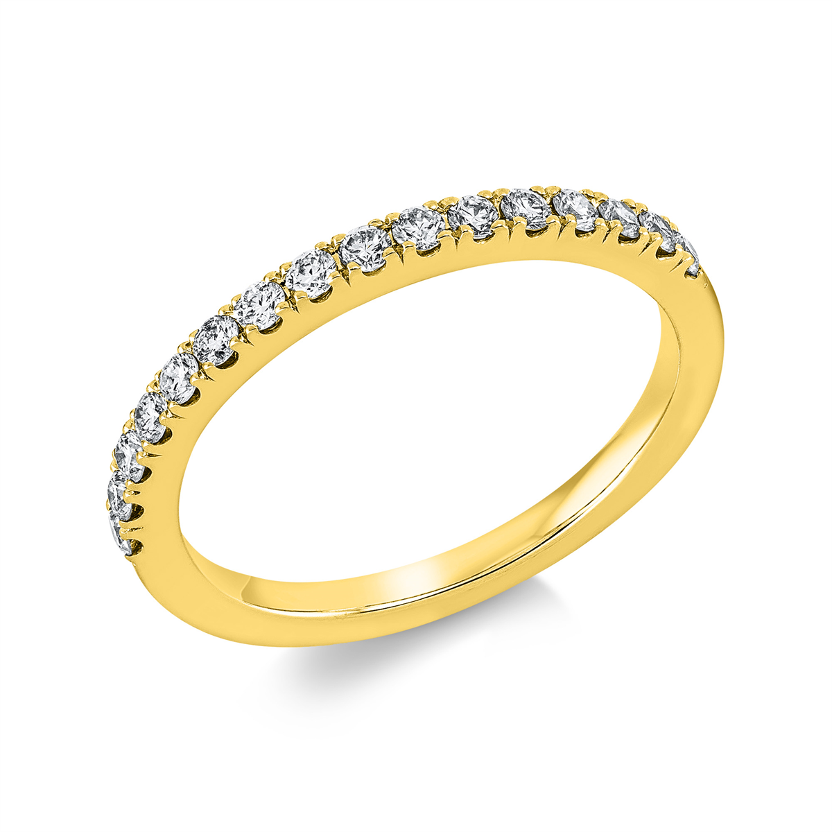 diamond full cut eternity half ring in yellow gold