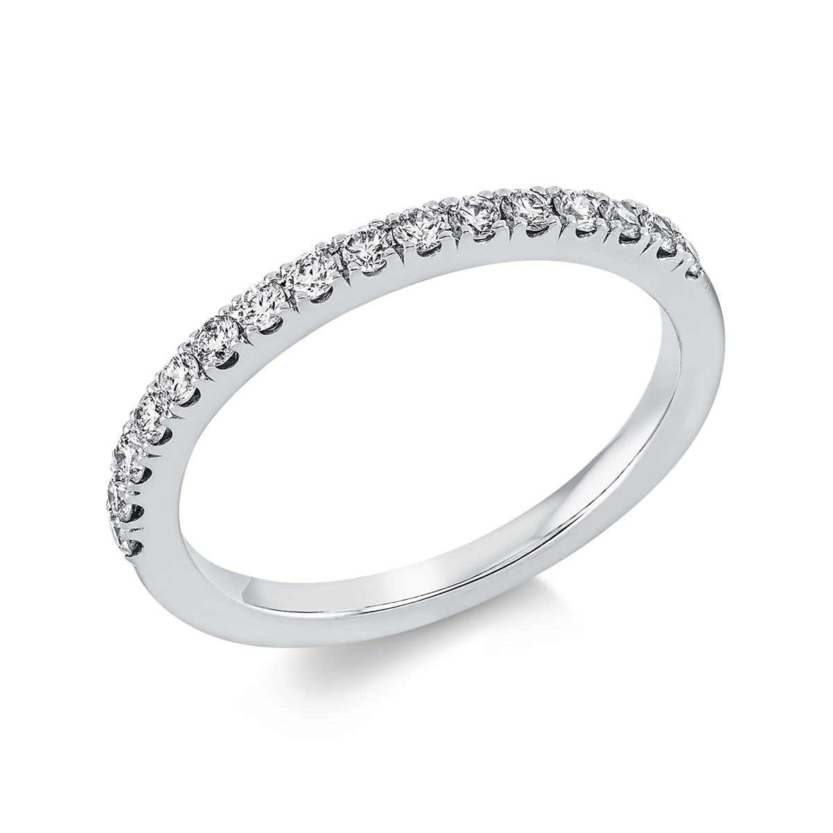 diamond full cut eternity half ring in white gold