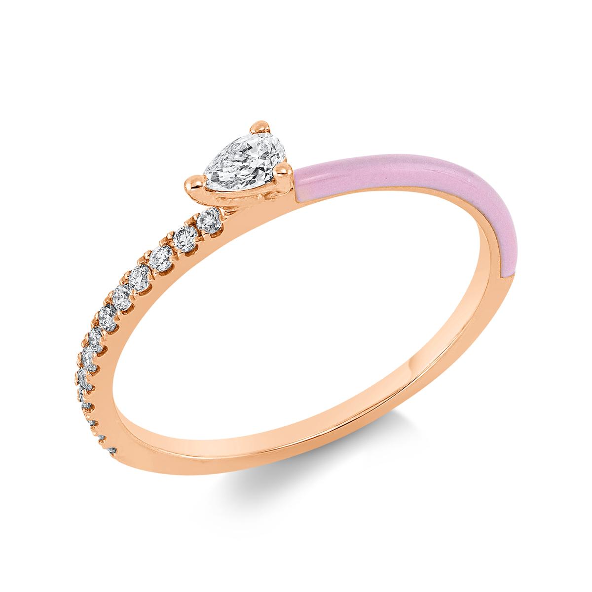 diamond full cut enamel solitaire with accent stones ring in red gold