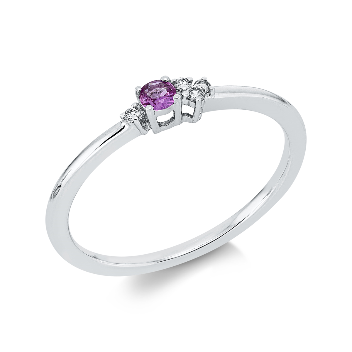 diamond full cut sapphire colored stone classic ring in white gold