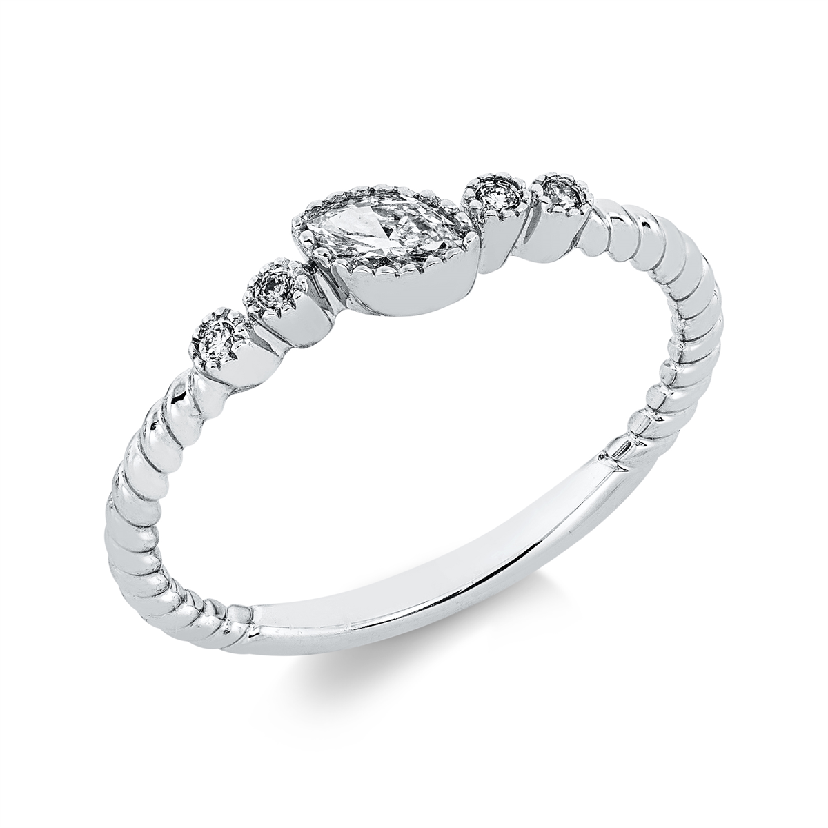 diamond full cut solitaire with accent stones ring in white gold