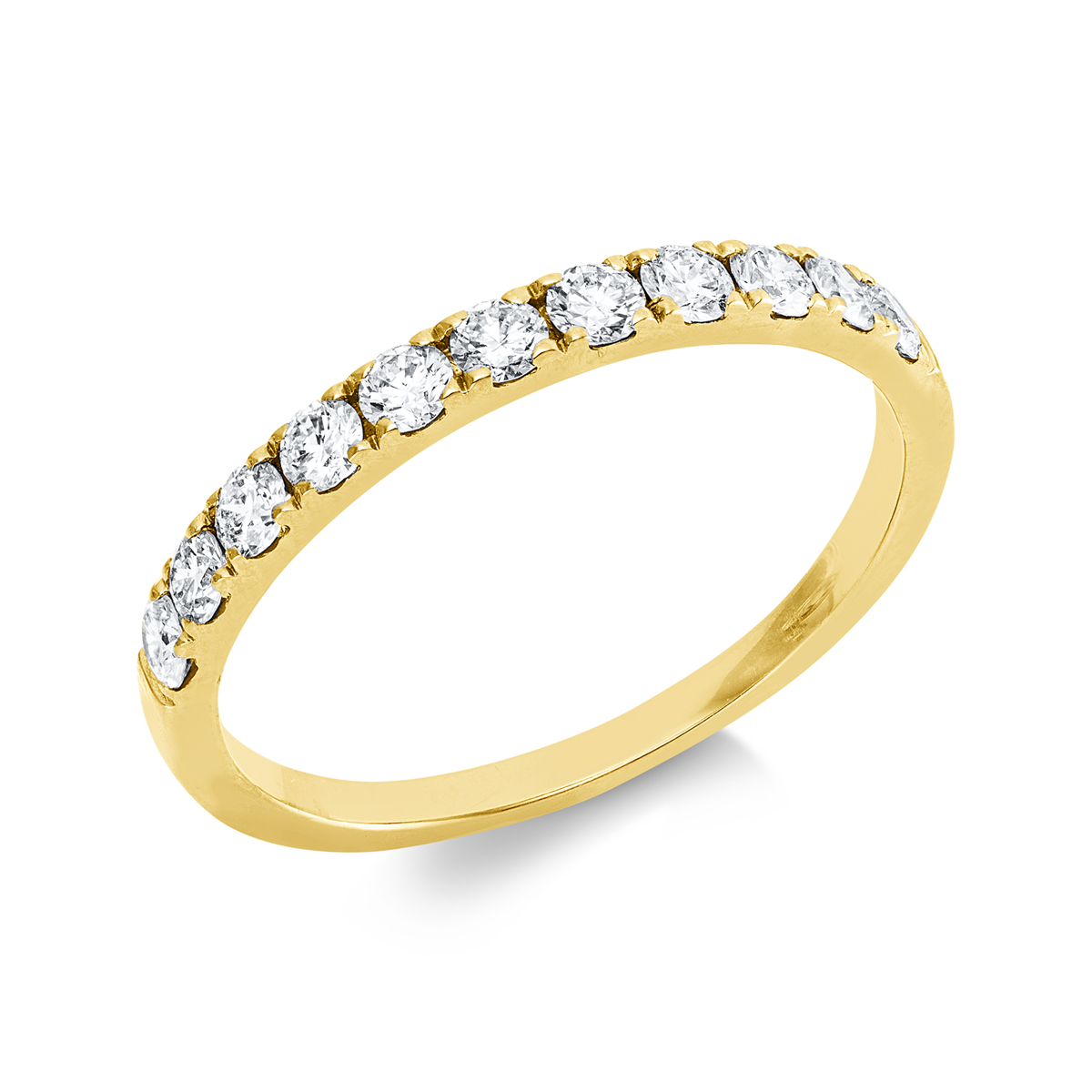 diamond full cut eternity half ring in yellow gold