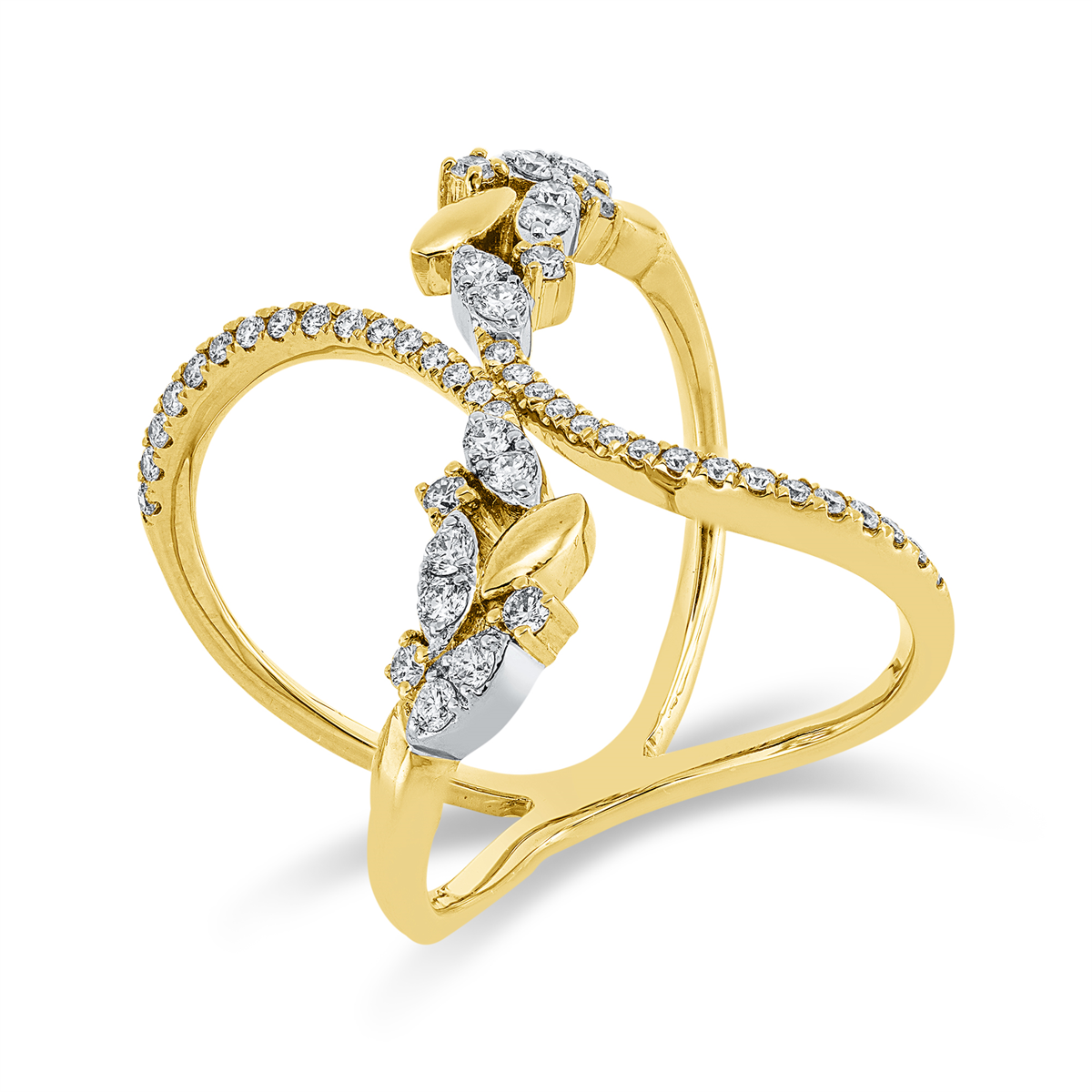 diamond full cut modern woman ring in yellow gold