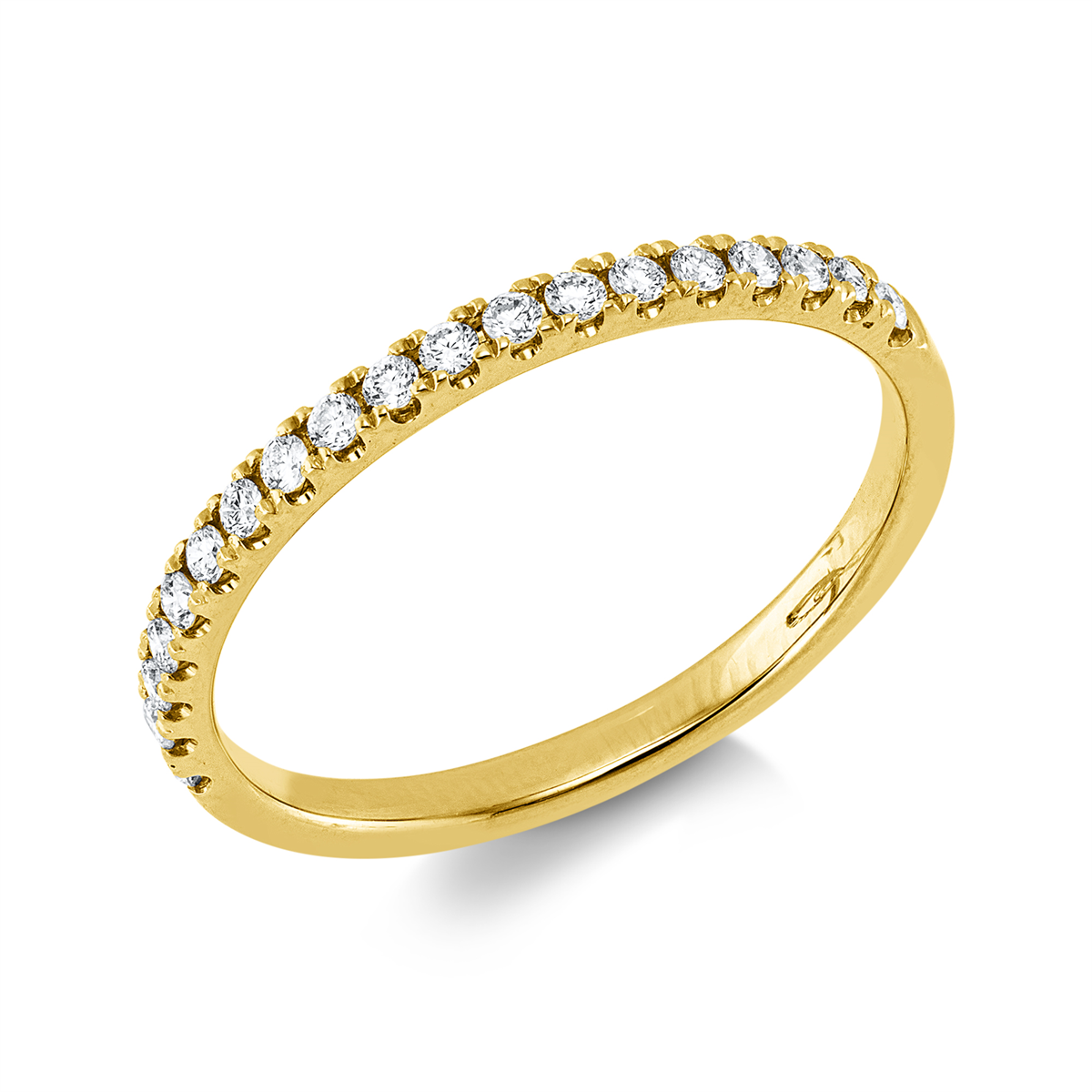 diamond full cut eternity half ring in yellow gold