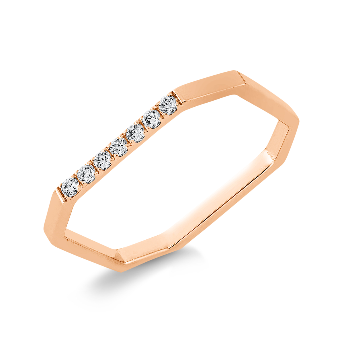 diamond full cut modern woman ring in red gold