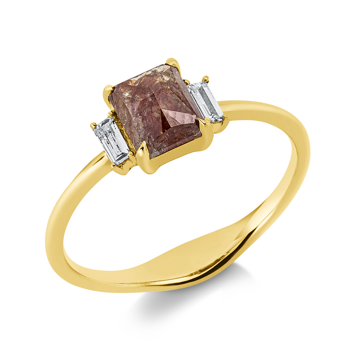 baguette modern woman ring in yellow gold