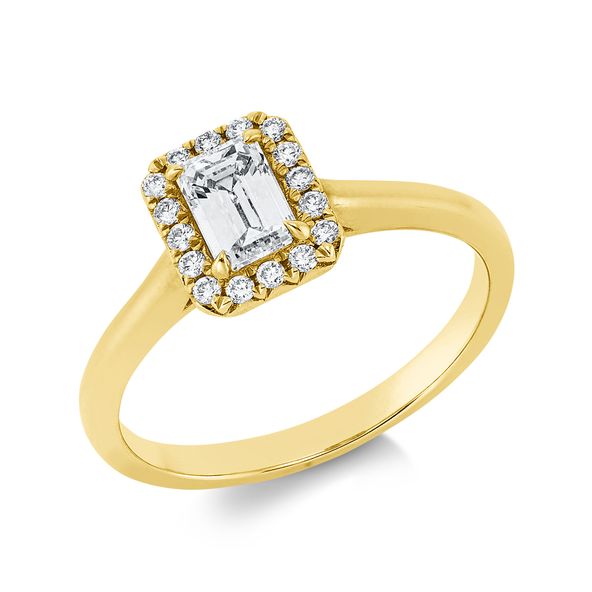 diamond full cut baguette ring in yellow gold