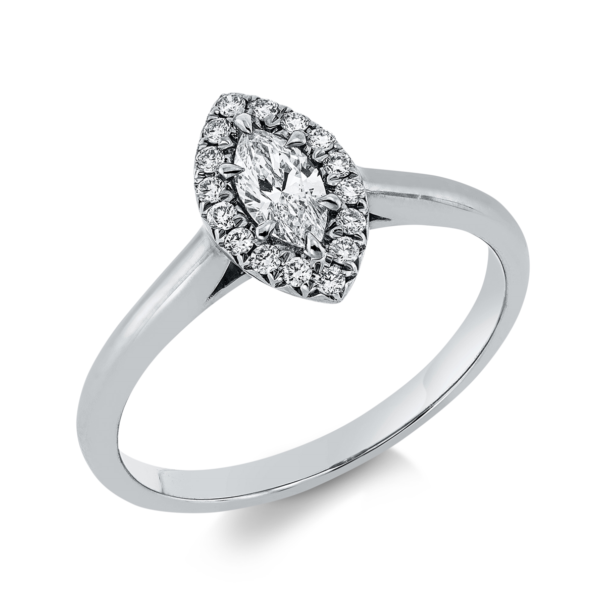 diamond full cut solitaire with accent stones ring in white gold
