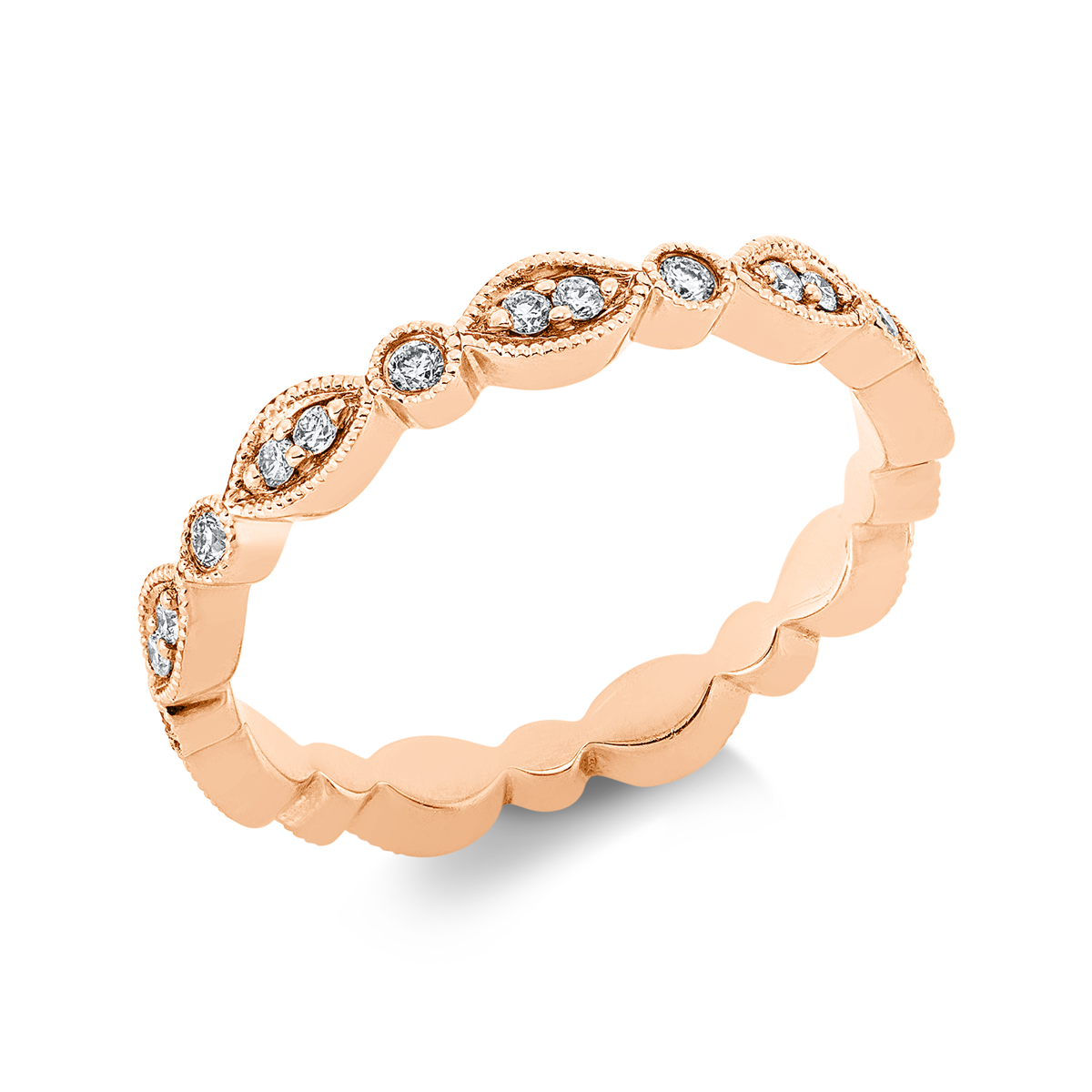 diamond full cut modern woman ring in red gold