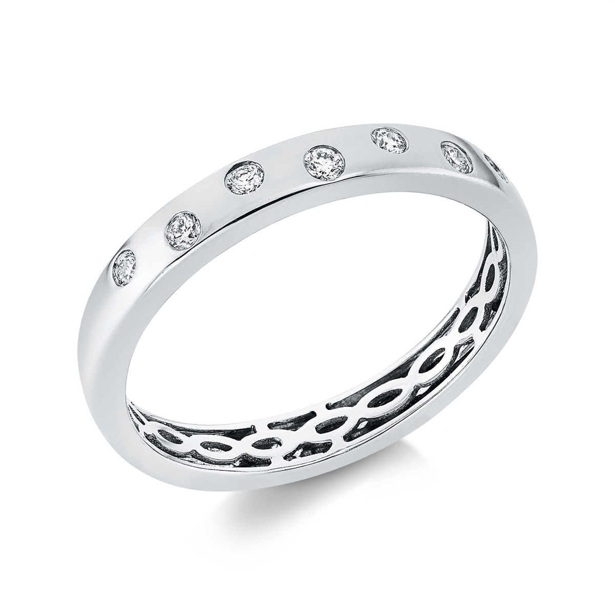diamond full cut modern woman ring in white gold