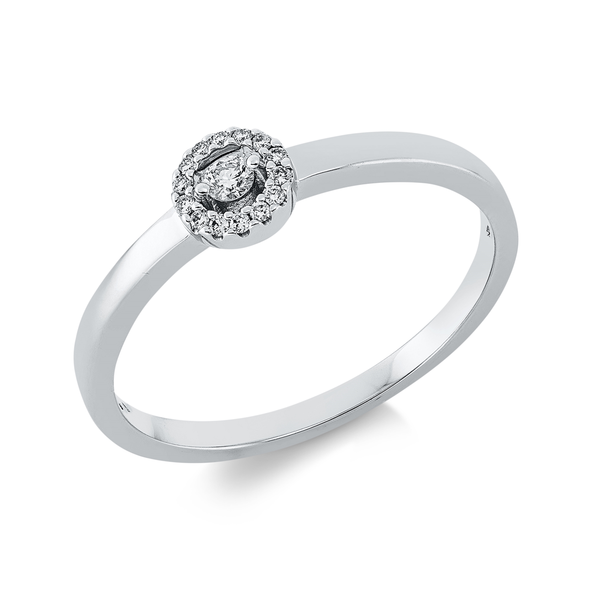 diamond full cut solitaire with accent stones ring in white gold