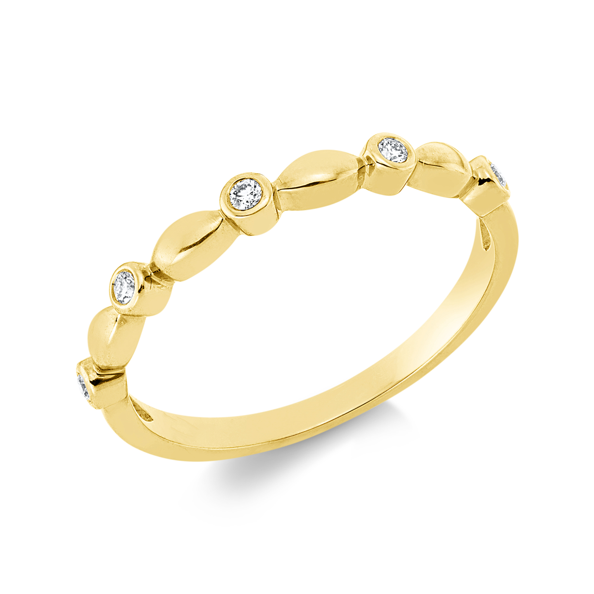 diamond full cut modern woman ring in yellow gold