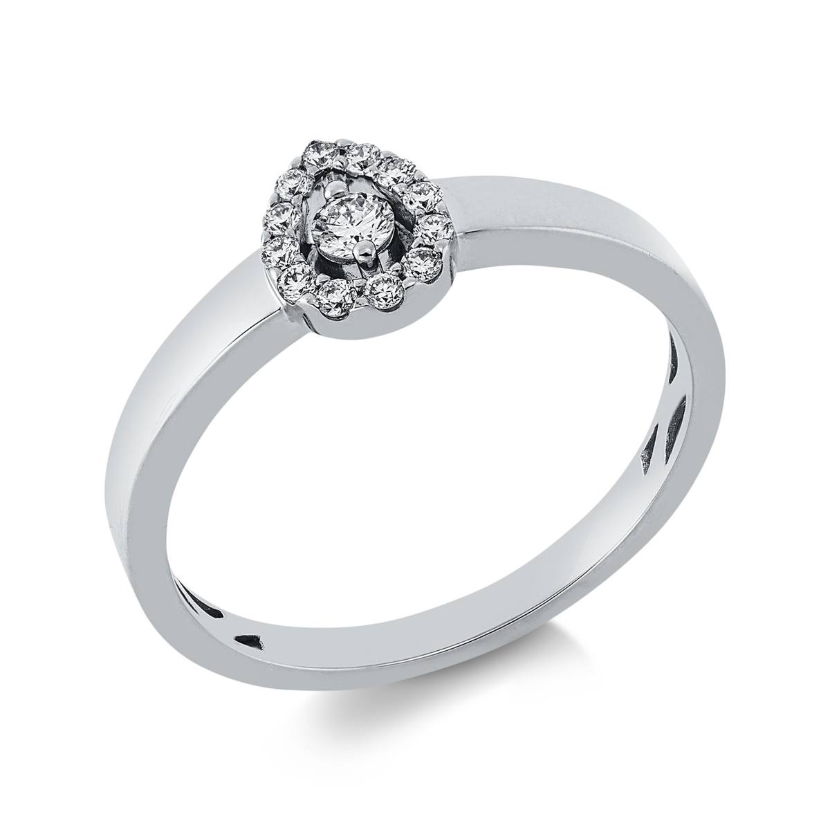 diamond full cut solitaire with accent stones ring in white gold