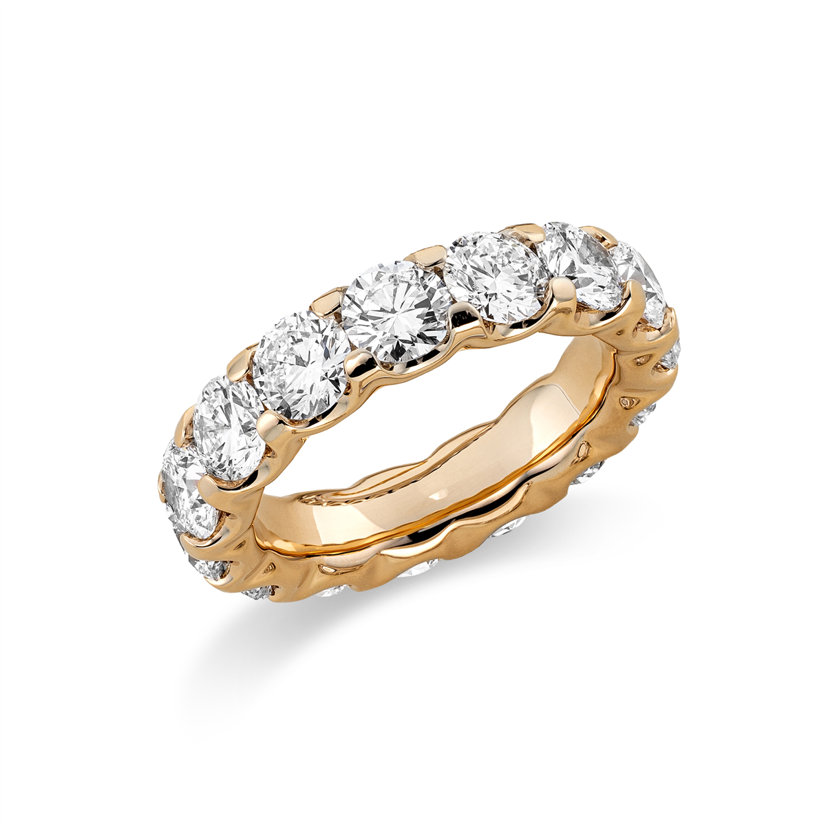 diamond full cut eternity full ring in yellow gold