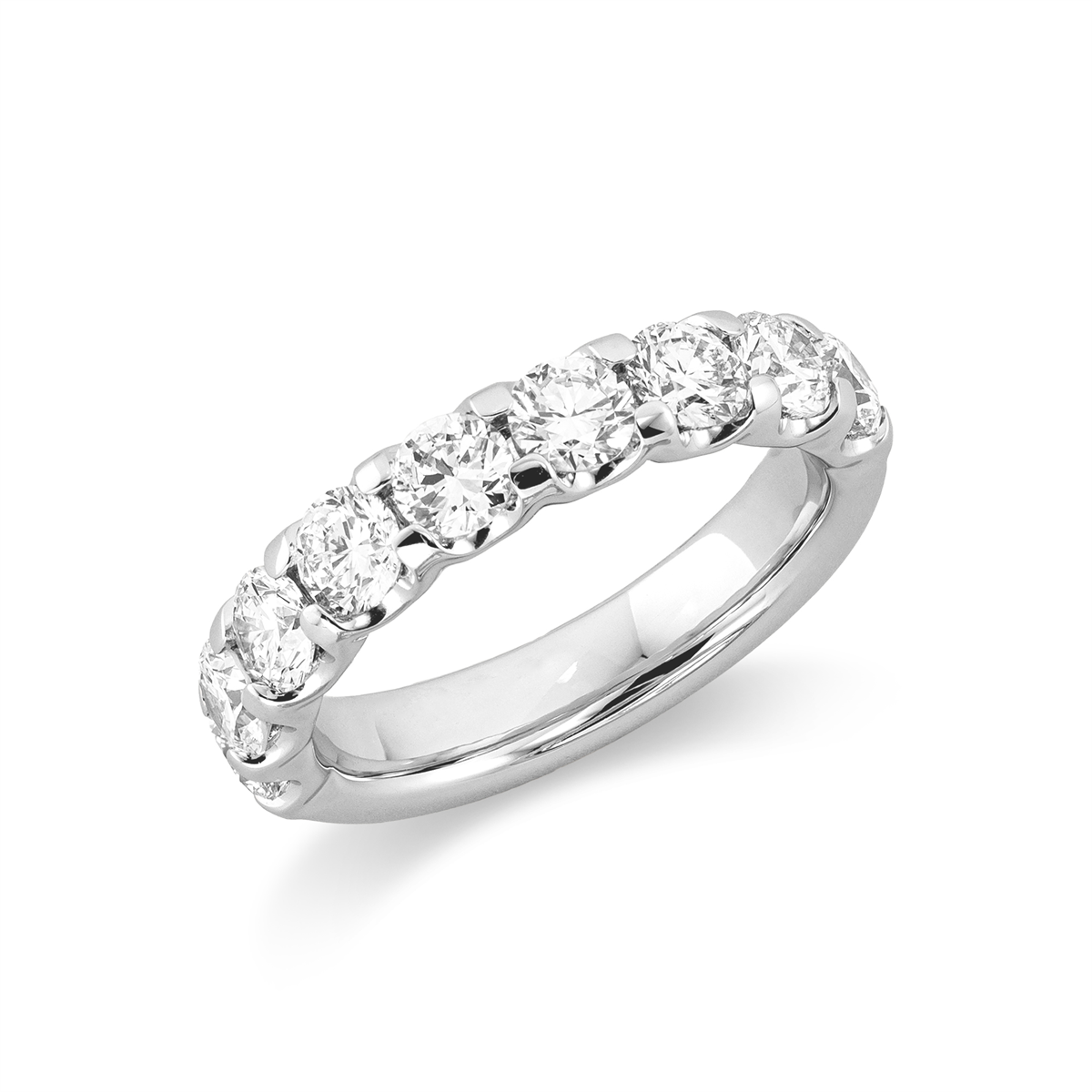 diamond full cut eternity half ring in white gold