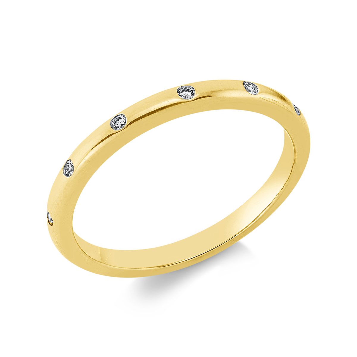 diamond full cut modern woman ring in yellow gold