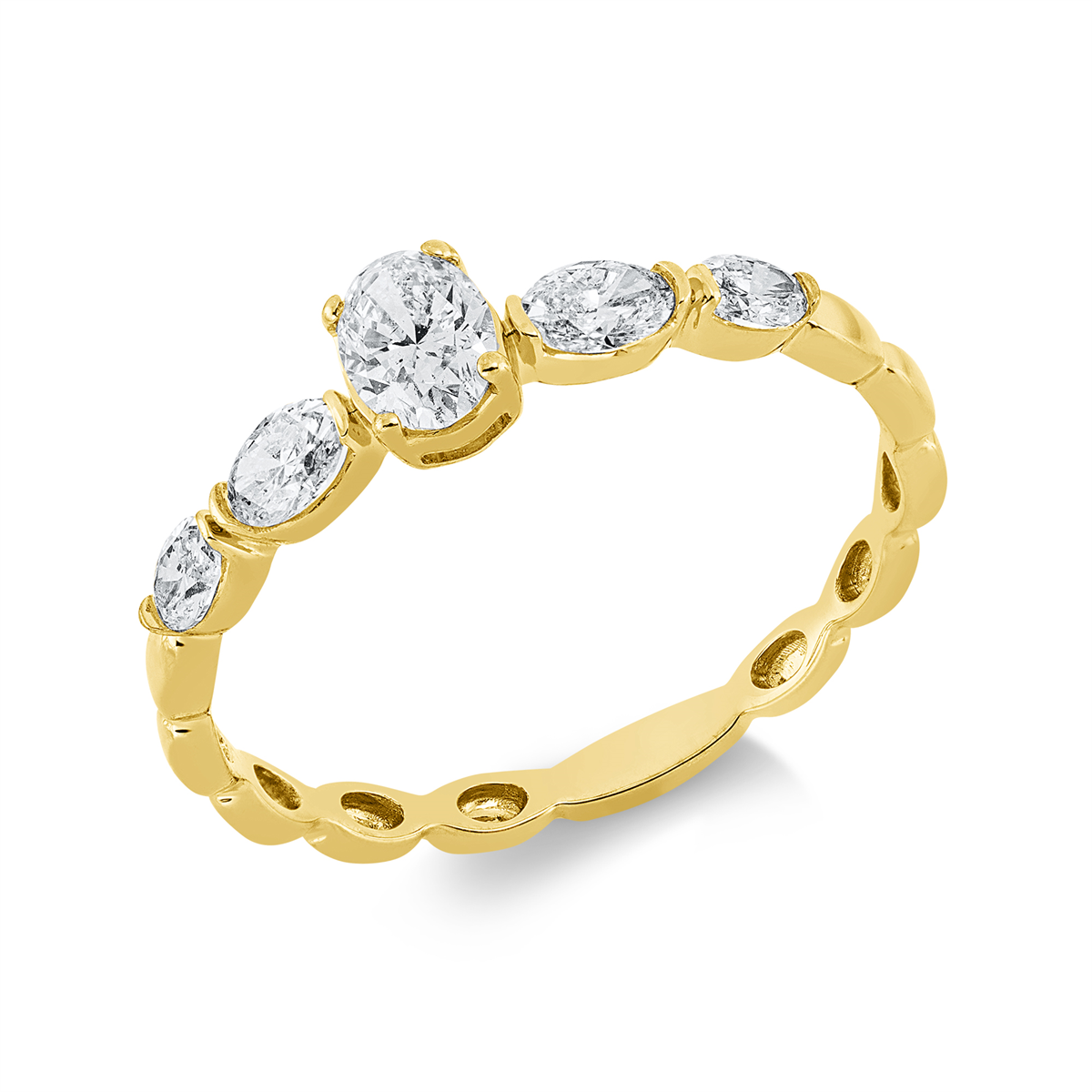 oval solitaire with accent stones ring in yellow gold