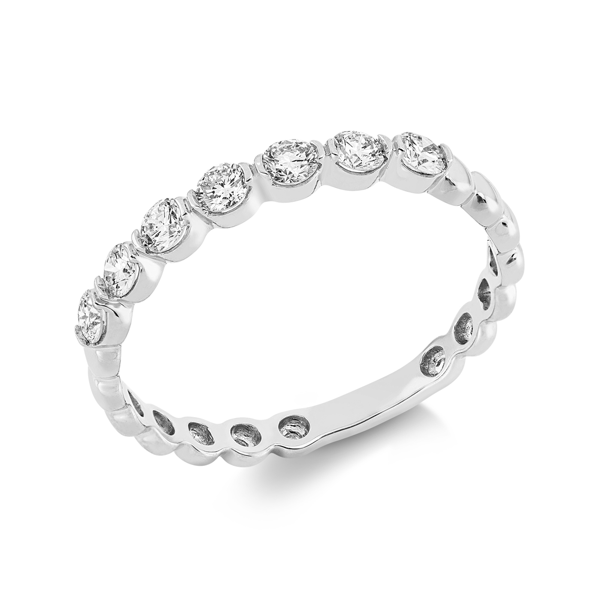 diamond full cut modern woman ring in white gold