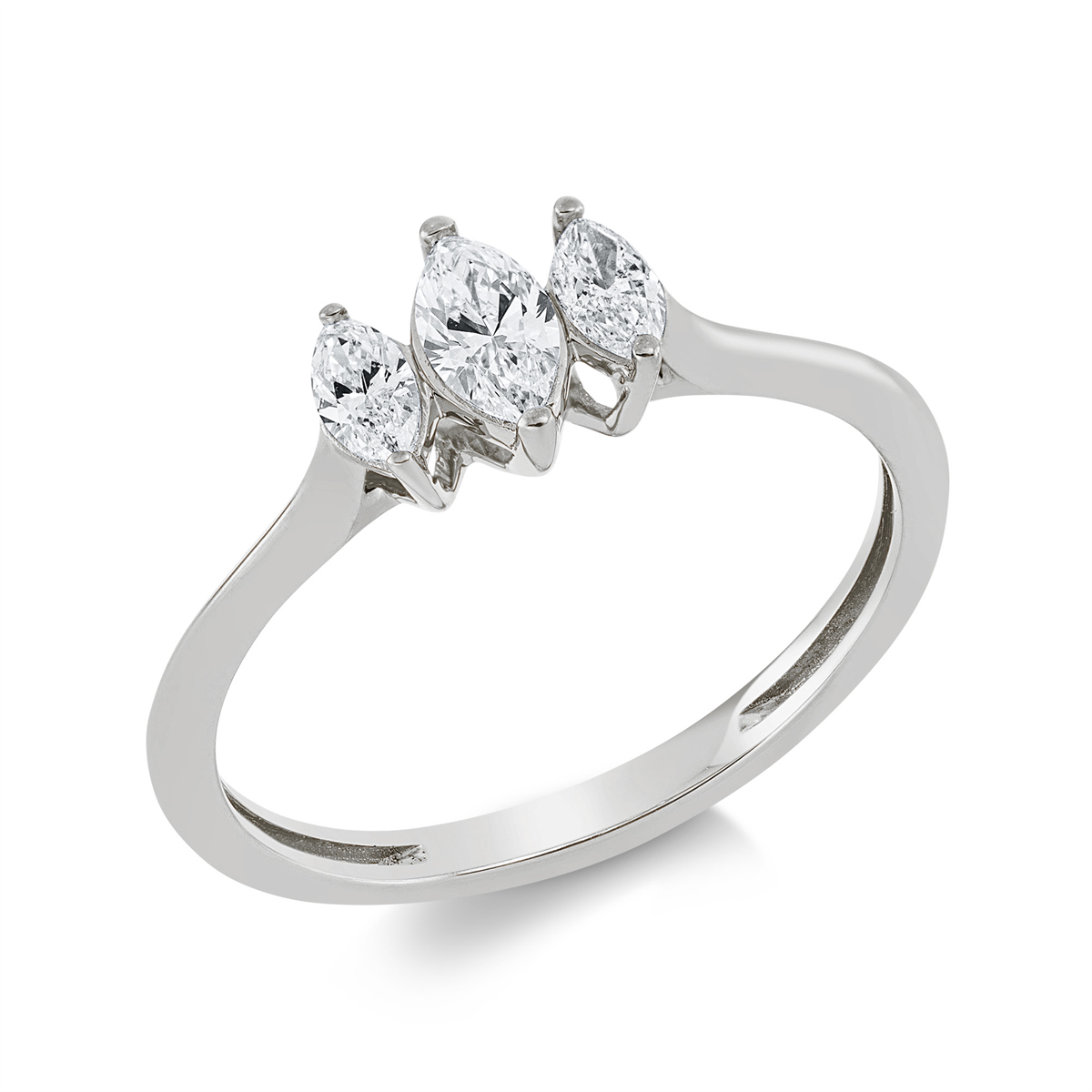 marquise solitaire with accent stones ring in white gold