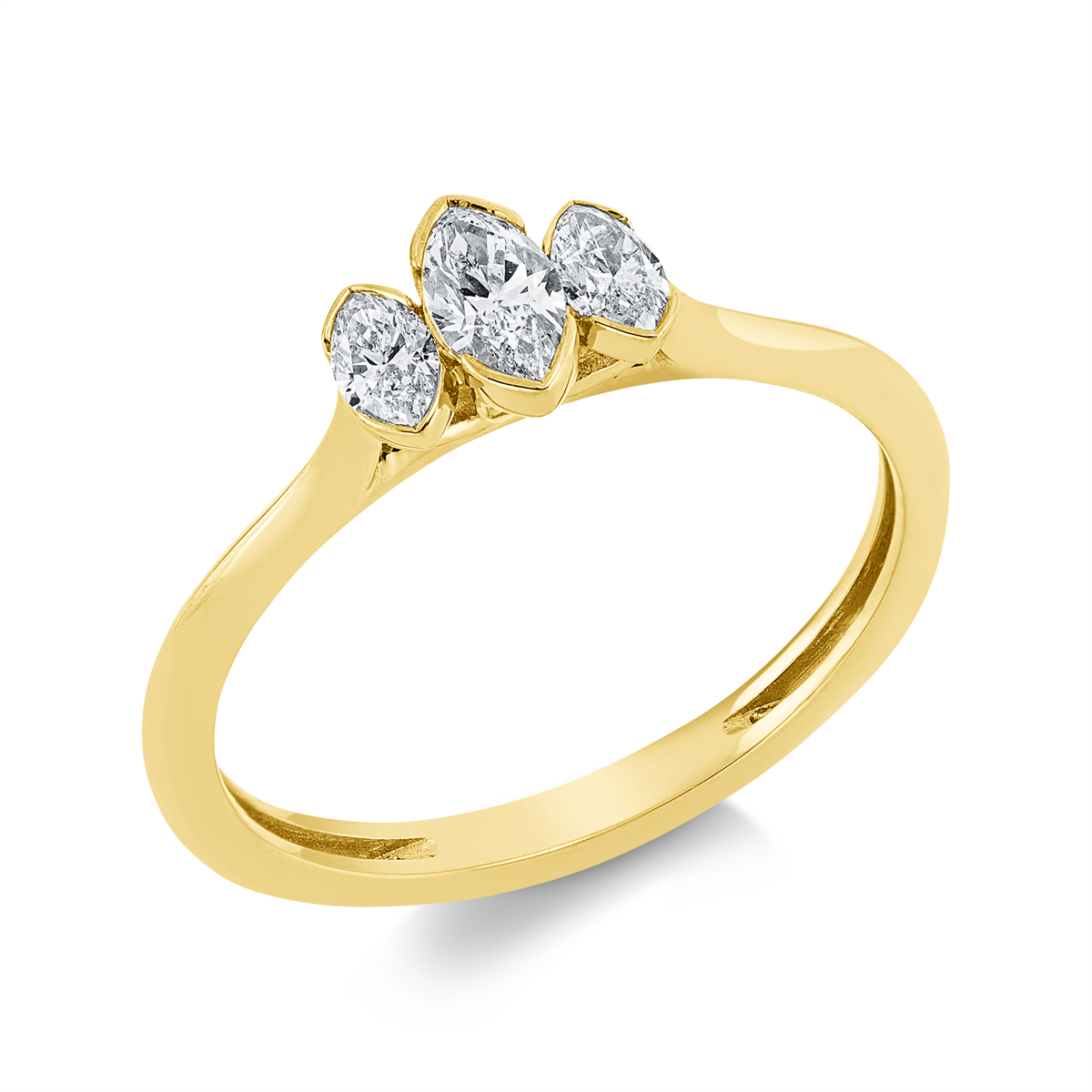 marquise solitaire with accent stones ring in yellow gold