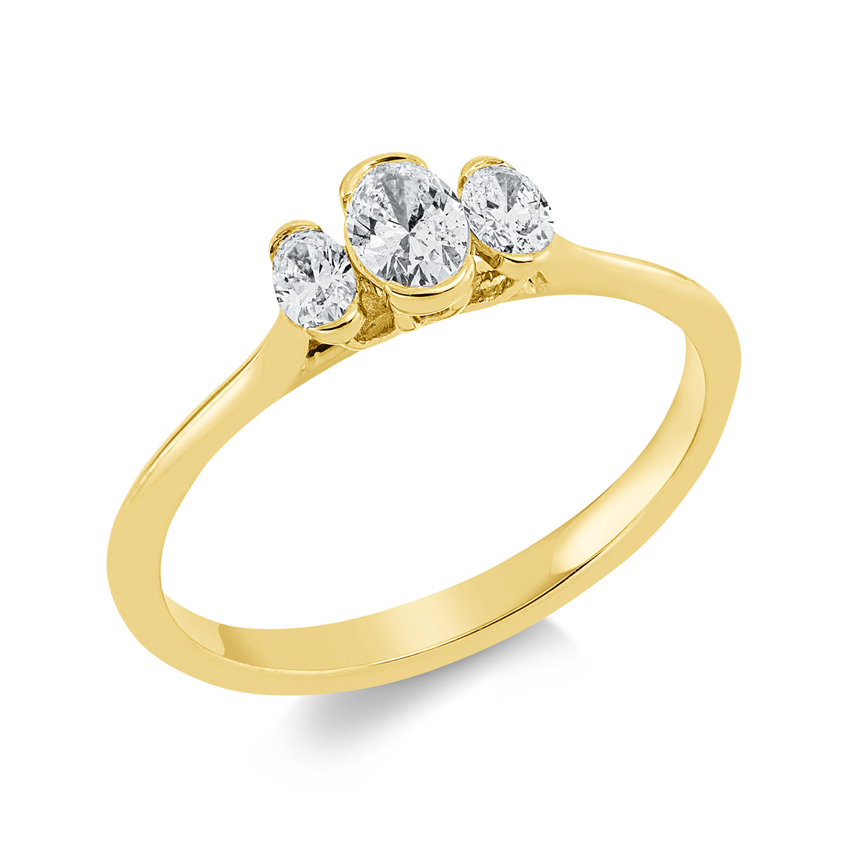 oval solitaire with accent stones ring in yellow gold