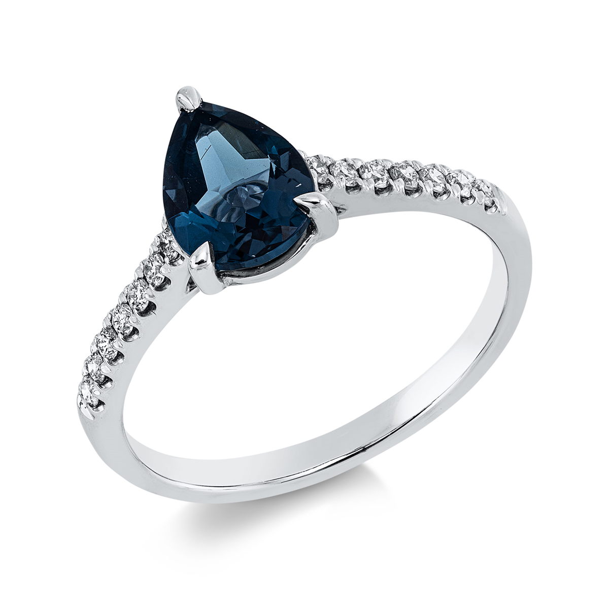 diamond full cut topaz colored stone fashion ring in white gold