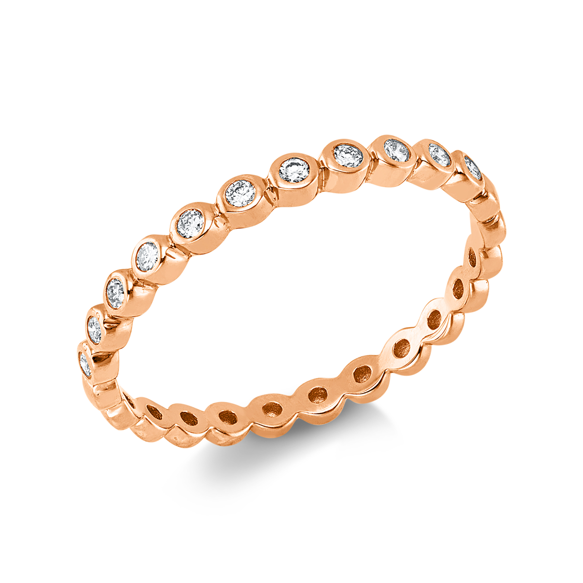 diamond full cut modern woman ring in red gold