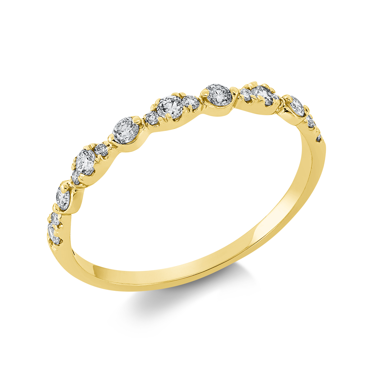 diamond full cut modern woman ring in yellow gold