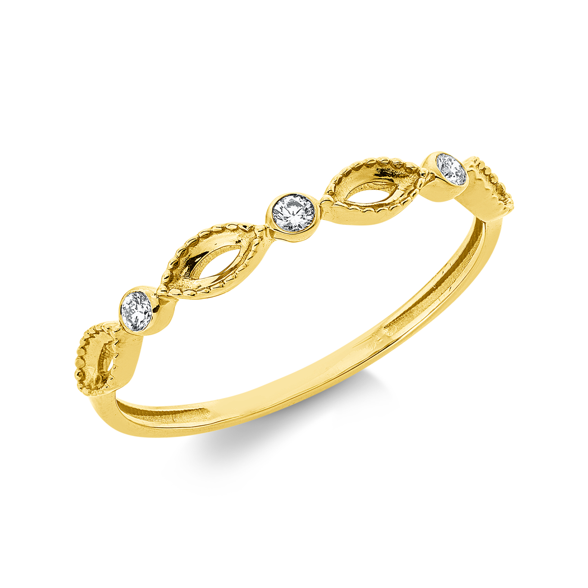 diamond full cut modern woman ring in yellow gold