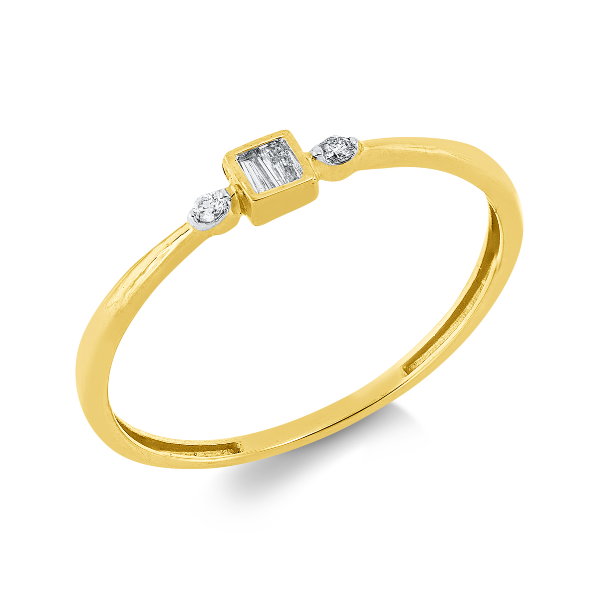 taper baguette ring in yellow gold