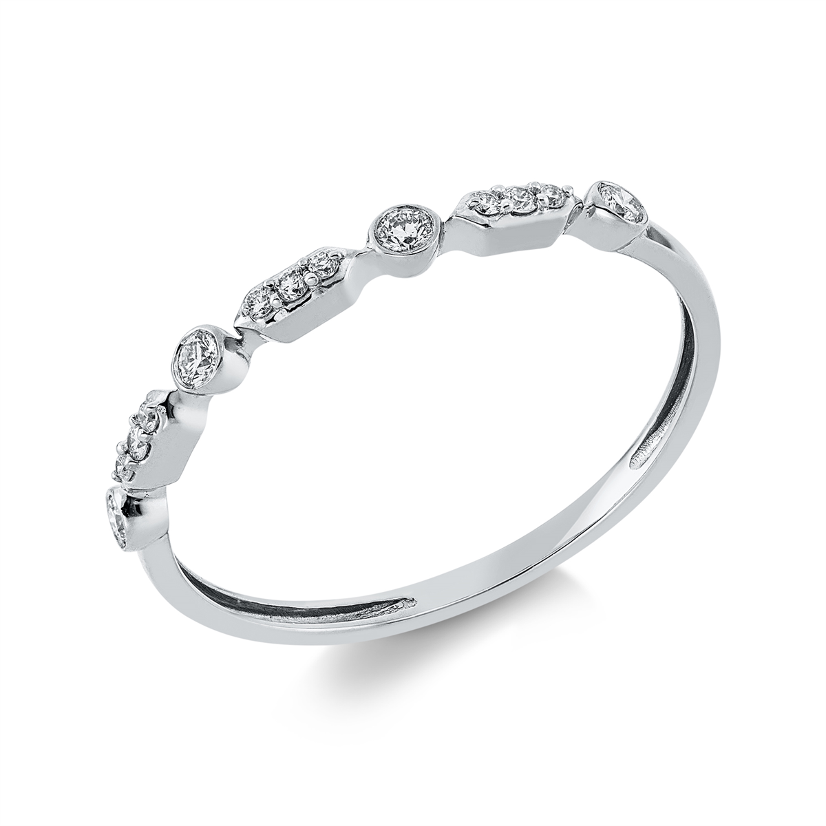diamond full cut modern woman ring in white gold