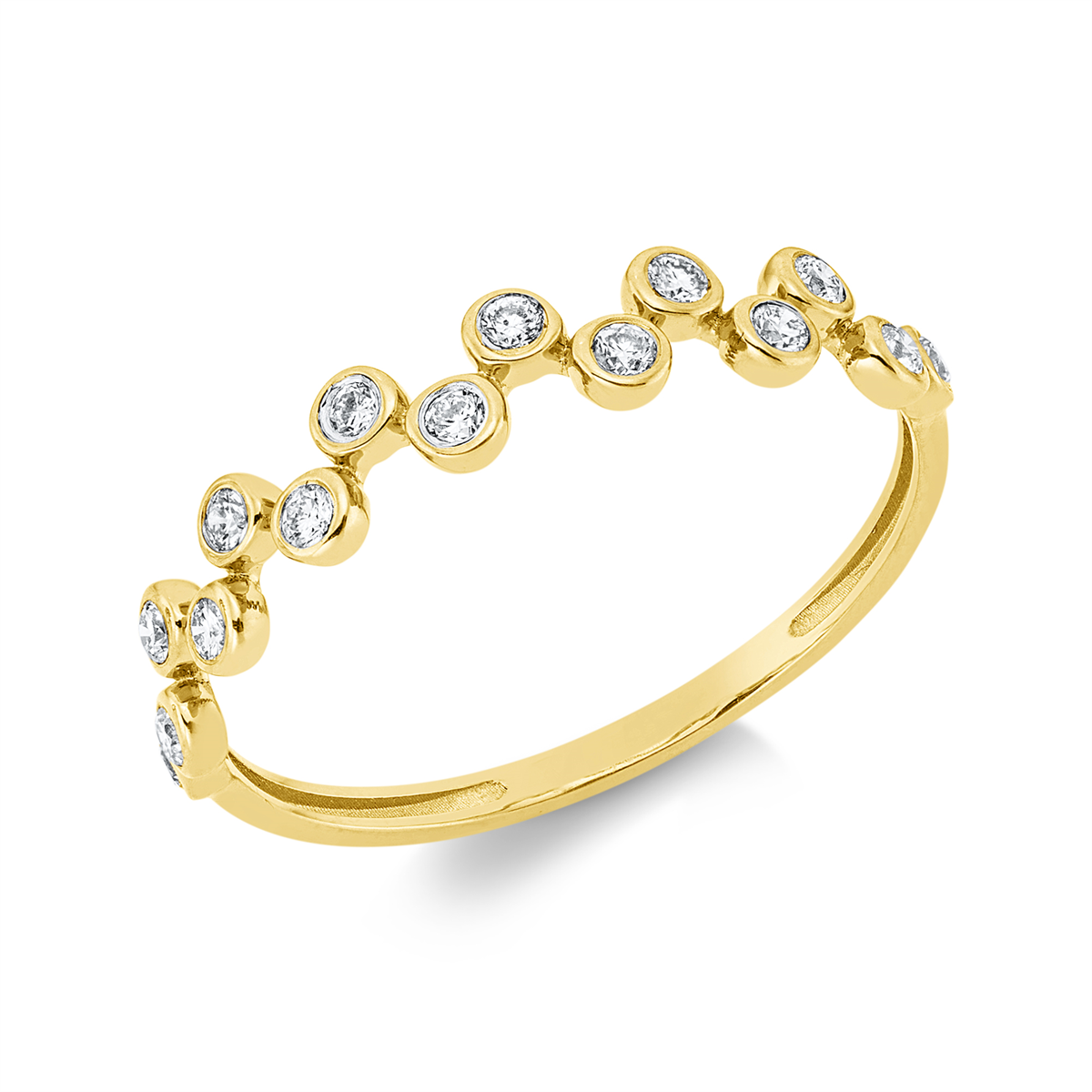 diamond full cut modern woman ring in yellow gold