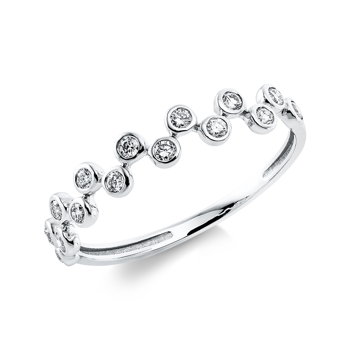 diamond full cut modern woman ring in white gold