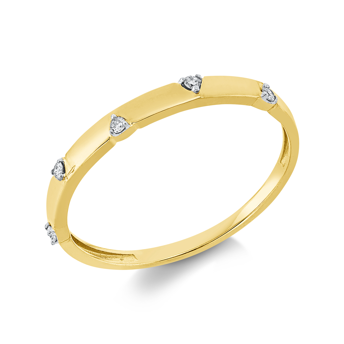 diamond full cut modern woman ring in yellow gold