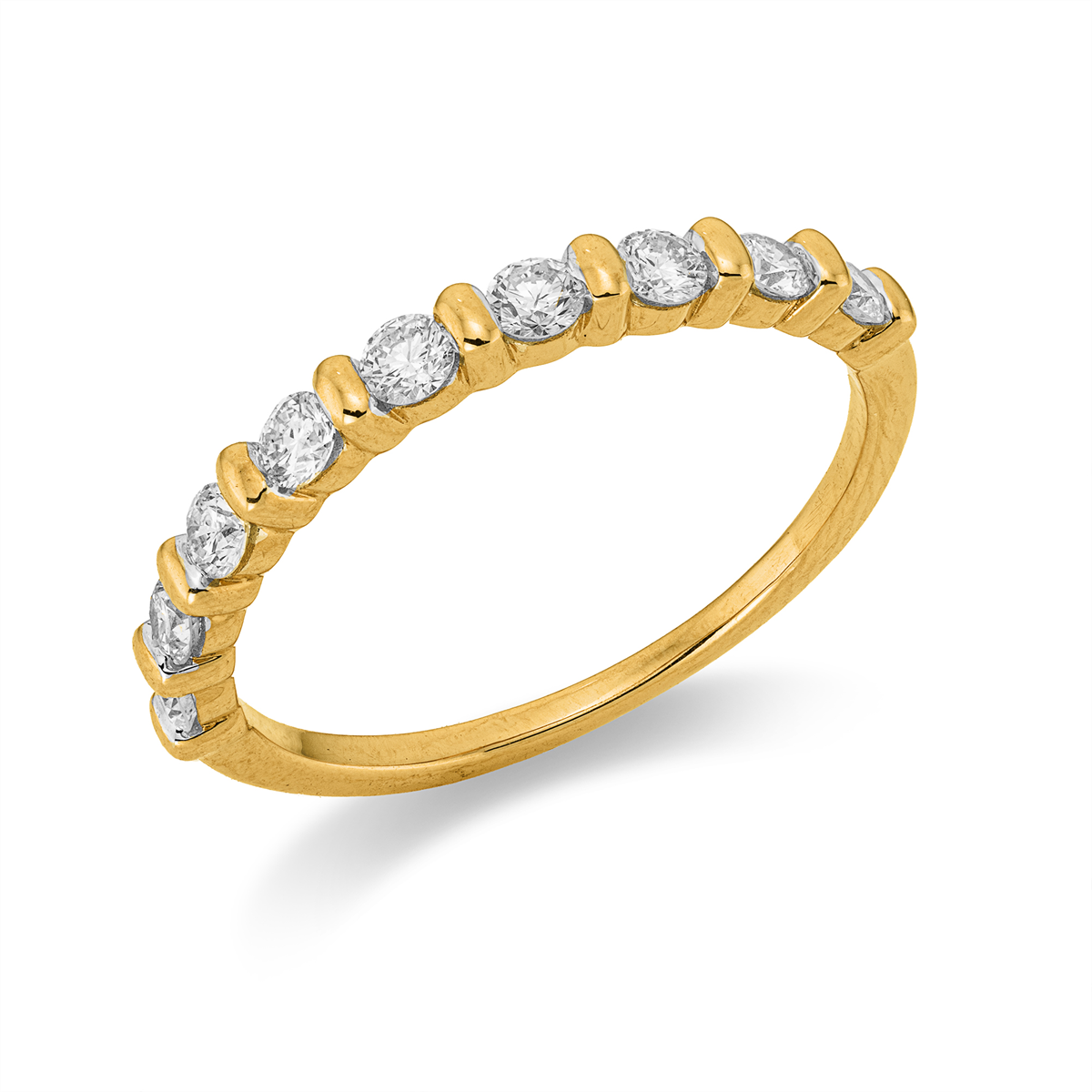 diamond full cut modern woman ring in yellow gold