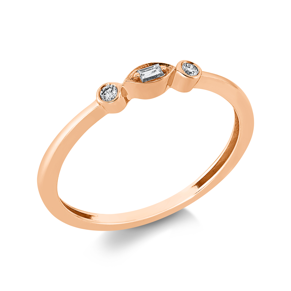 diamond full cut modern woman ring in red gold