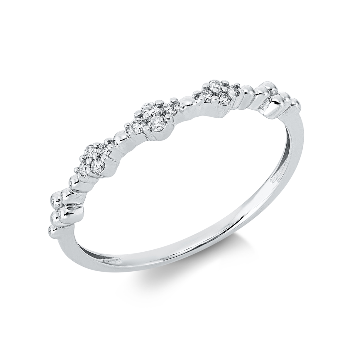 diamond full cut modern woman ring in white gold