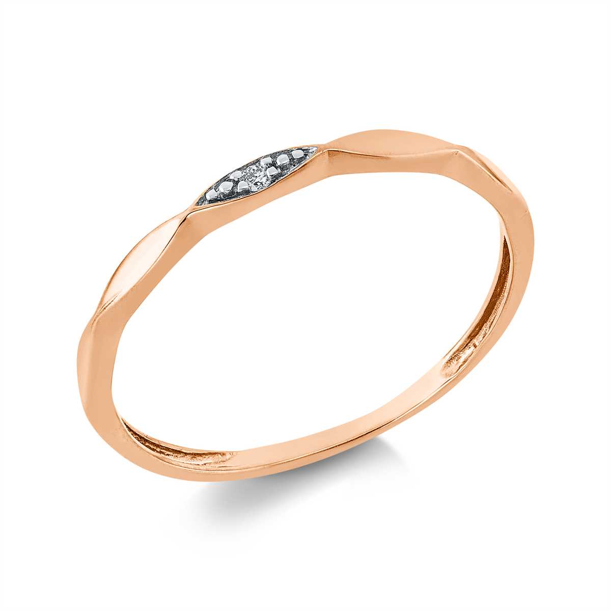 diamond full cut modern woman ring in red gold