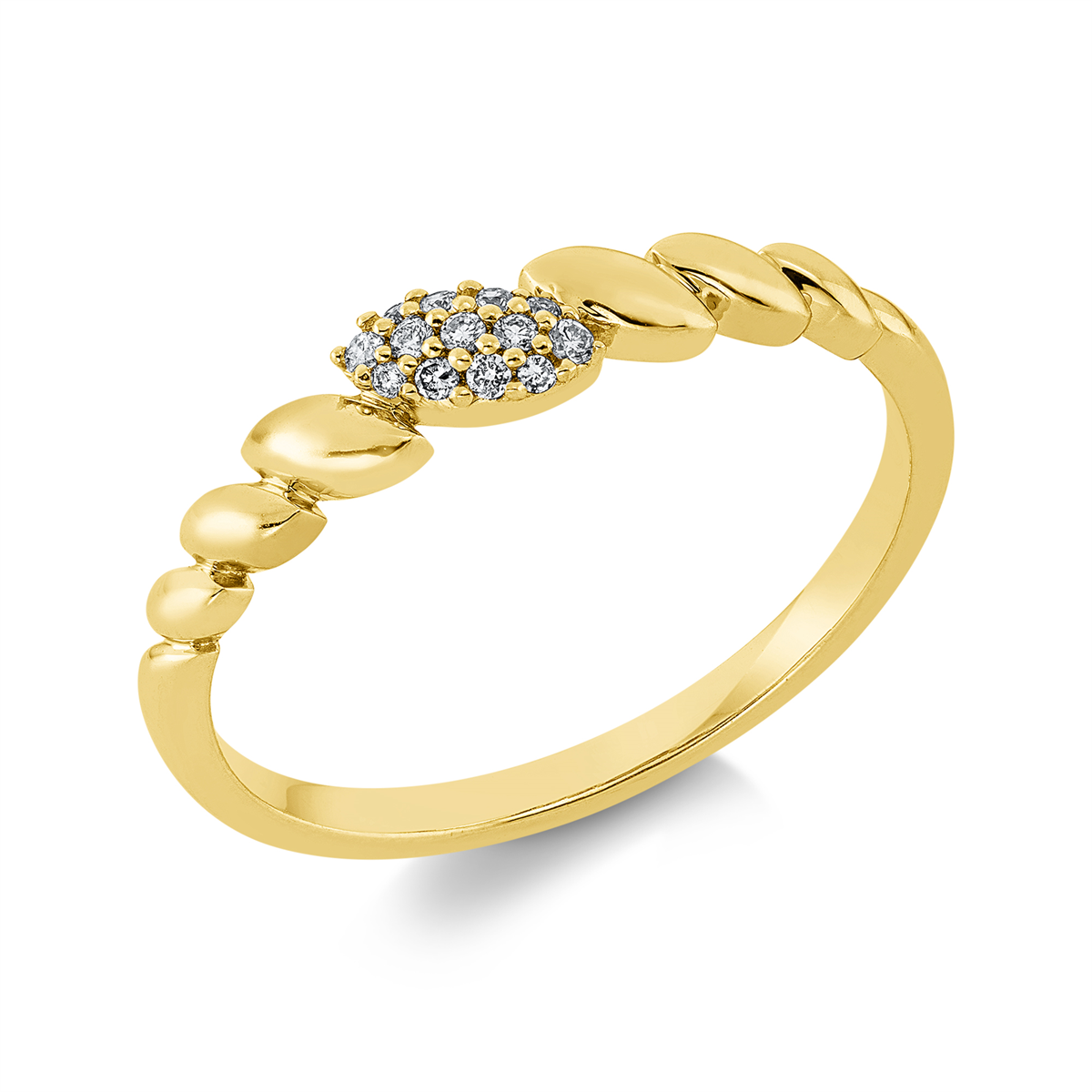 diamond full cut modern woman ring in yellow gold